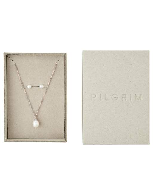 Pilgrim Evena gift set necklace earstuds in silver plated, 2 of 4