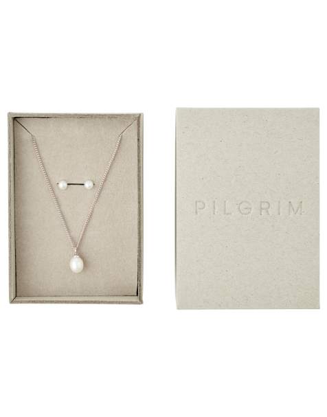 Pilgrim - Evena - Set regalo con collana e orecchini a bottone placcati argento - view 1