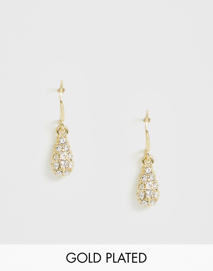Pilgrim gold plated diamante drop down earrings
