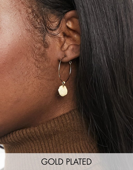 Pilgrim gold-plated hoop earrings with hanging pendants
