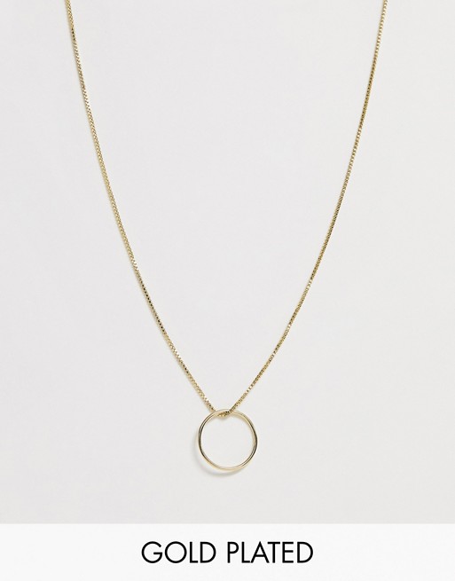 Pilgrim gold plated necklace with circle pendant