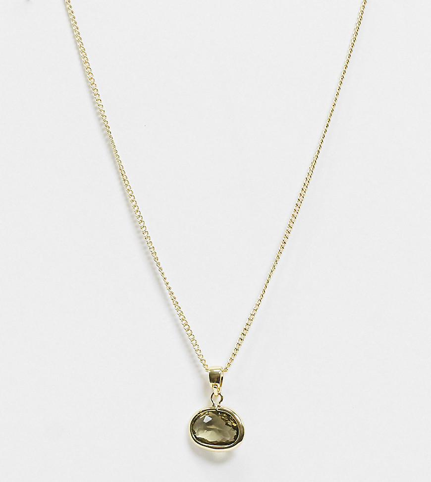 Pilgrim gold-plated necklace with oval grey glass stone