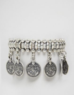 Pilgrim – Grovt armband med myntdetalj-Silver