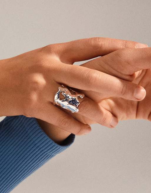 Pilgrim Happy natural form ring in silver plated, 4 of 4