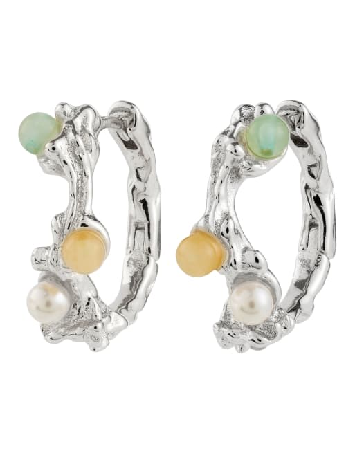 Pilgrim Iris hoop earrings in silver plated, 2 of 4