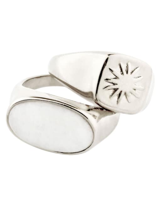 Pilgrim lot de 2 bagues Prism plaqué argent, 2 de 4