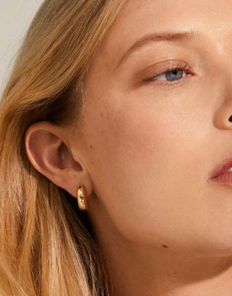 Pilgrim Mine chunky huggie hoops in gold plated - view 1