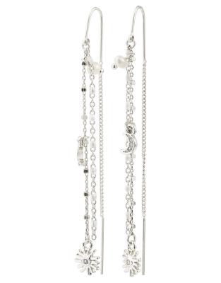 Pilgrim - Mylan - Versilberte Ketten-Hängeohrringe-Weiß