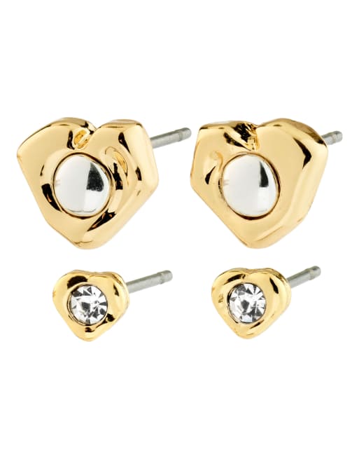 Pilgrim - Nova - Set di orecchini 2 in 1 placcati oro, 2 di 4