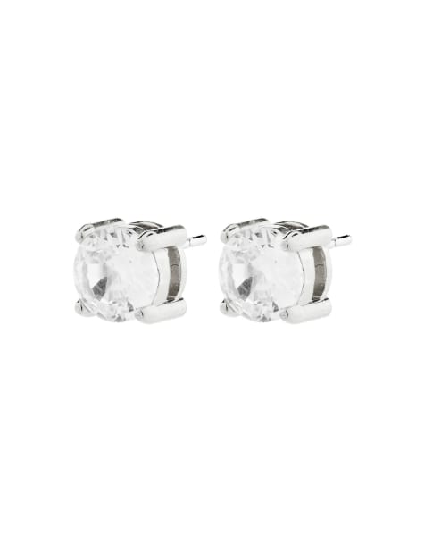 Pilgrim - pendientes de botón Ravi con cristal plateados - view 1