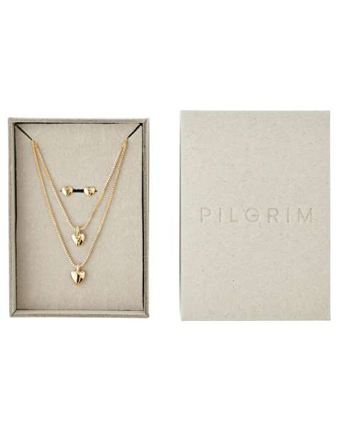 Pilgrim Penina gift set necklace earstuds in gold plated - view 1