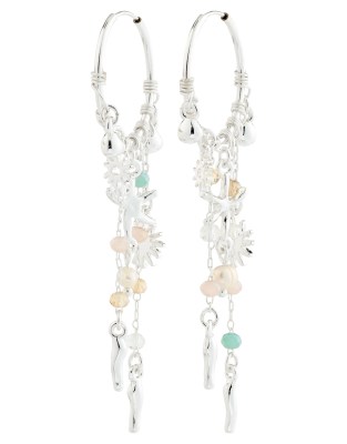 Pilgrim - Prism - Versilberte Creolen-Weiß