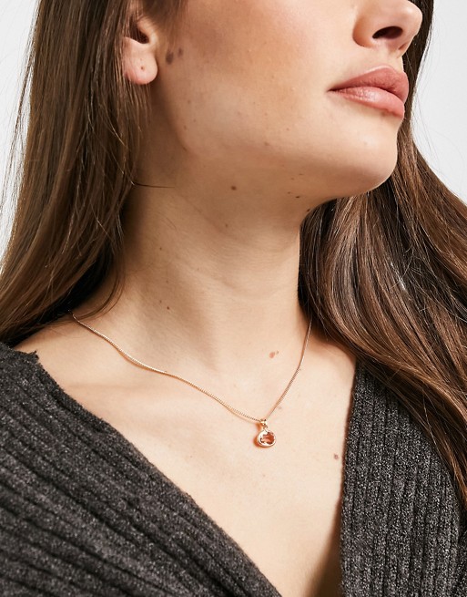 Pilgrim rose gold-plated necklace with oval glass stone