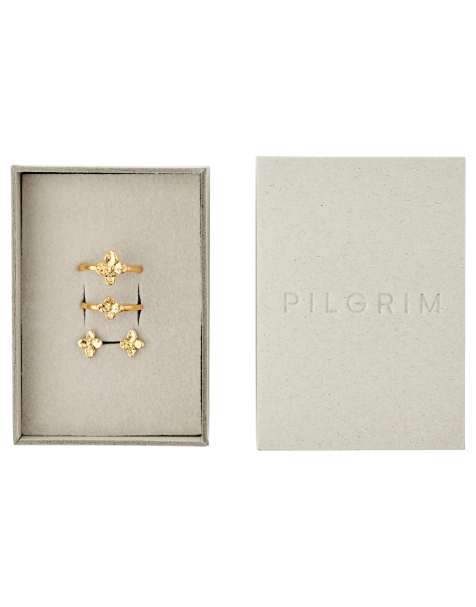 Pilgrim - Sanine - Coffret cadeau avec bagues et boucles d'oreilles en plaqué or - view 1