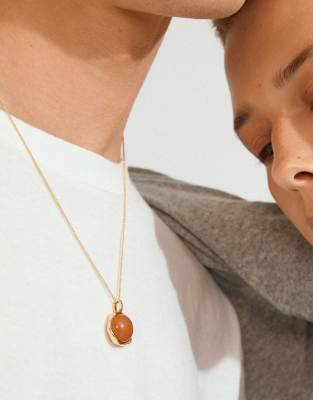 Pilgrim - Sense - Vergoldete Halskette mit Achat-Orange