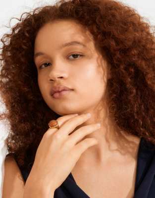 Pilgrim - Sense - Vergoldeter Ring mit Achat-Orange