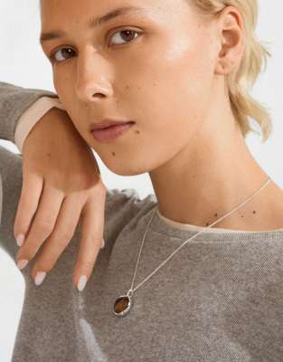 Pilgrim - Sense - Versilberte Halskette mit Achat-Brown