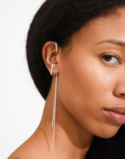 Pilgrim - set de ear cuff Evon 2 en 1 plateado, 3 de 4
