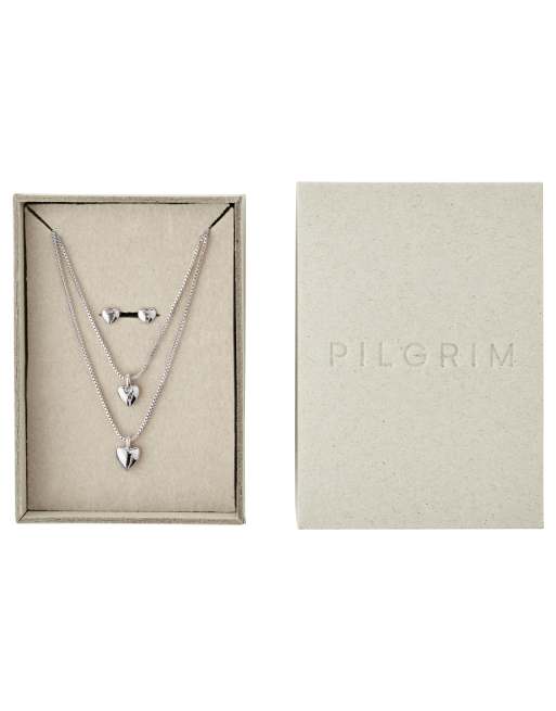 Pilgrim - Set de regalo Penina con collar y pendientes de botón chapados en plata, 2 de 4