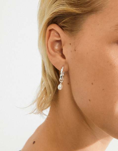 Pilgrim Shift pearl earrings in silver plated - view 1