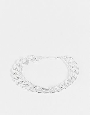 Pilgrim silver plated double chain bracelet in silver
