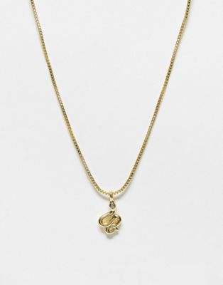 Pilgrim snake charm necklace in gold