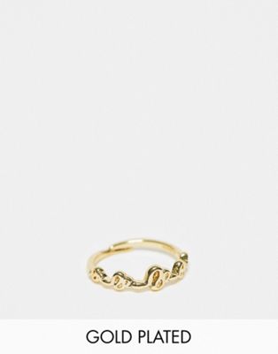 Pilgrim snake detail gold plated ring
