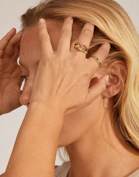 Pilgrim Storm rings 3in1 set in gold plated - view 1