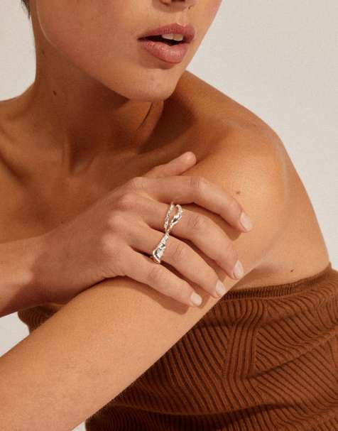 Pilgrim Storm rings 3in1 set in silver plated - view 1