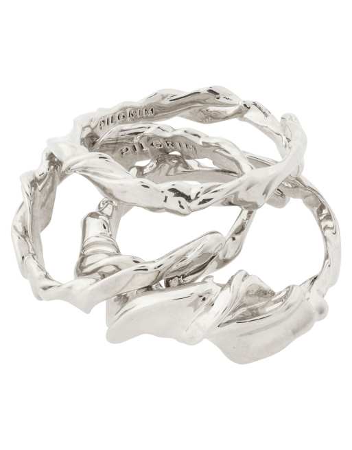 Pilgrim Storm rings 3in1 set in silver plated, 2 of 4