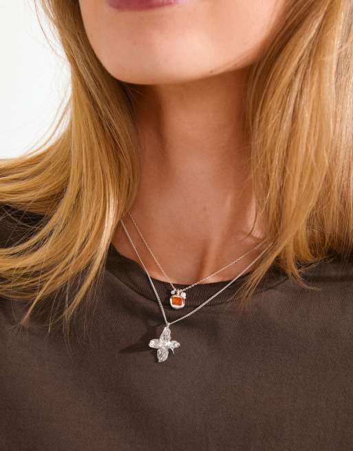 Pilgrim Trace halsband 2-i-1-set i silverpläterad, 3 av 4
