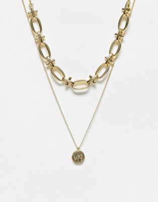 Pilgrim two chain gold plated neck chain