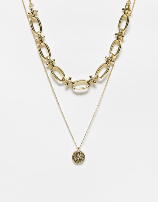 Pilgrim two chain gold plated neck chain