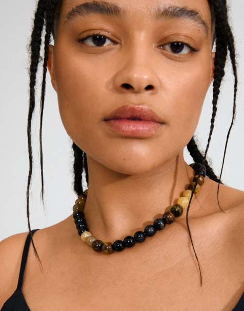 Pilgrim Unfold beaded necklace in brown - view 1