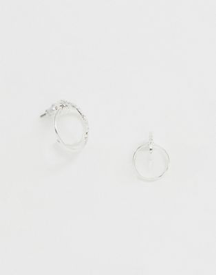 Pilgrim - Vergulde oorbellen met dubbele ring en diamant in zilver