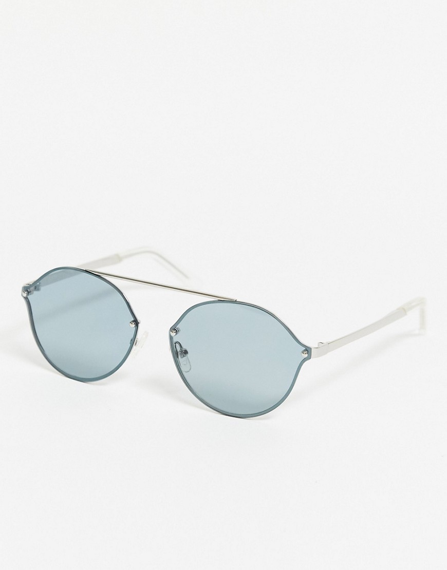 Pilgrim - Zadie - Ovale zonnebril met zilveren montuur-Blauw