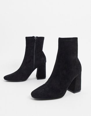 Pimkie faux suede heeled ankle boots in black