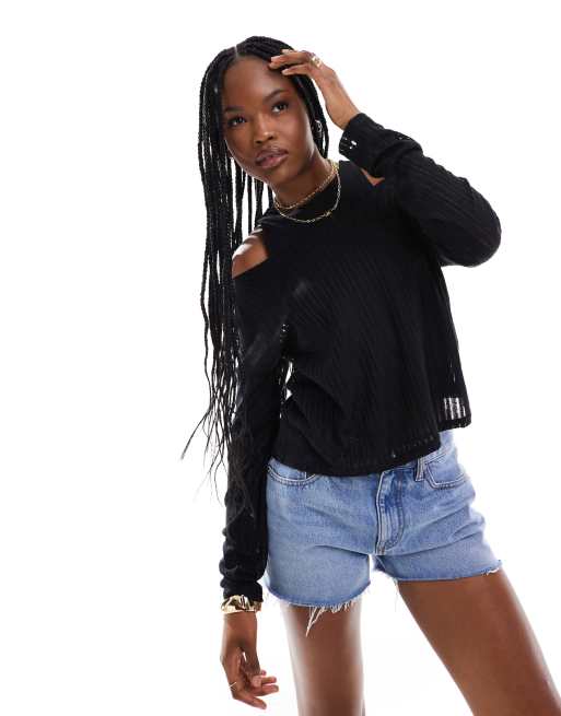 Pimkie – 2-in-1-Trägertop in Schwarz mit transparentem Langarm-Shirt