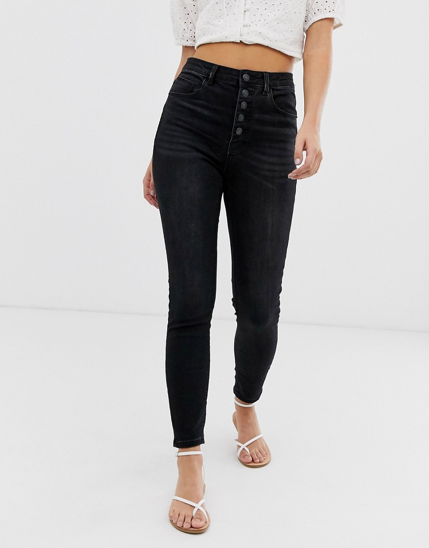 Pimkie 4 buttons skinny jeans in black