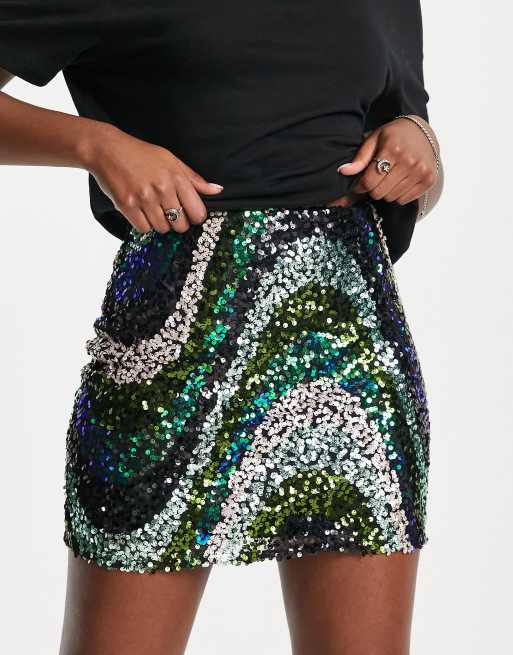 Sequin a shop line mini skirt