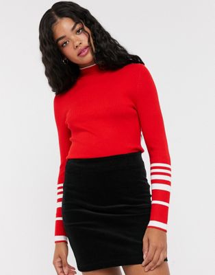 Pimkie - Aansluitende trui met contrasterende strepen in rood