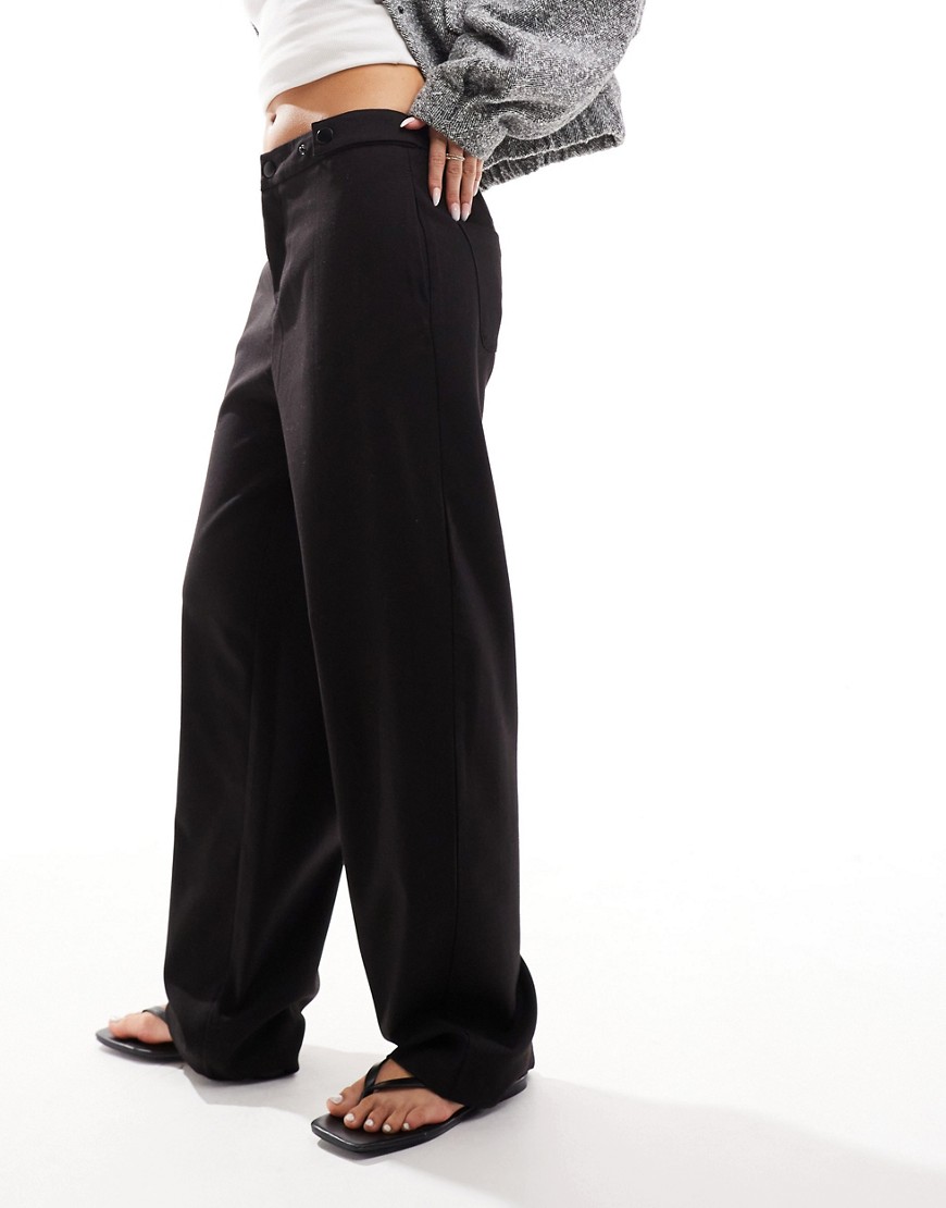 Pimkie adjustable side tailored loose fit trousers in black