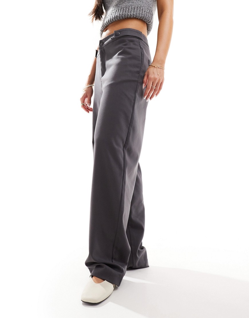Pimkie adjustable side tailored loose fit trousers in grey