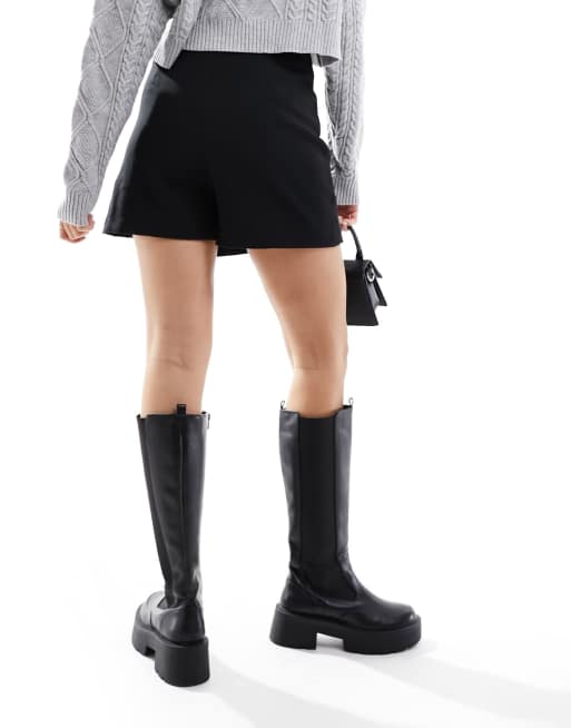 Pimkie asymmetric skort with embellished lace up in black, 2 of 5