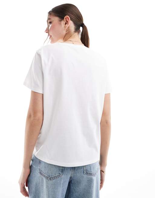 Pimkie basic cotton v neck t-shirt in white, 4 of 4