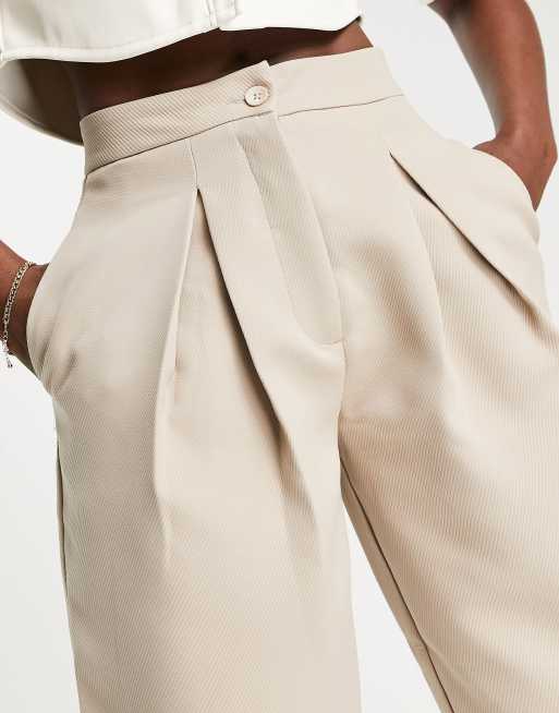 Pimkie – Beige figursydda byxor med veck, del av set, 3 av 4