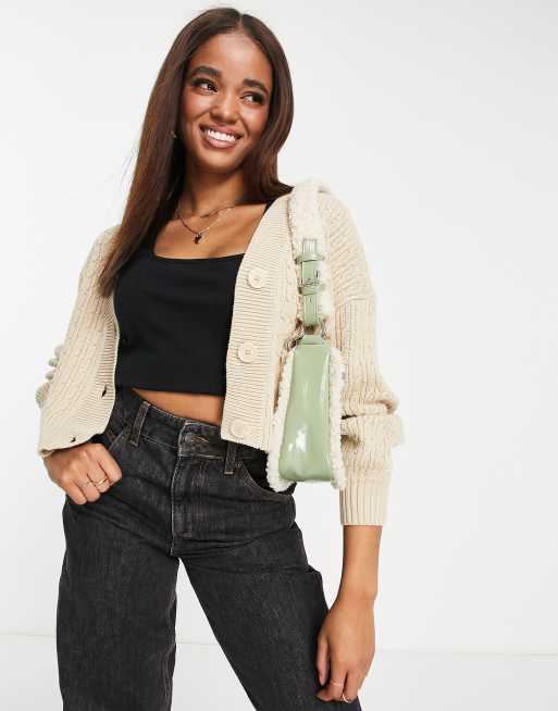 Pimkie – Beige kabelstickad kofta