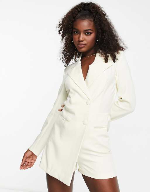 Pimkie – Beige kavaj-playsuit med långa ärmar
