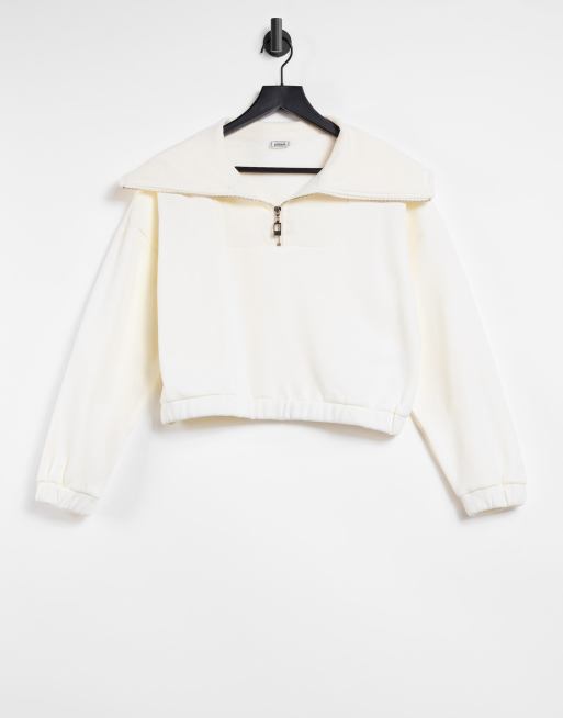 Pimkie – Beige sweatshirt med dragkedja i halsen