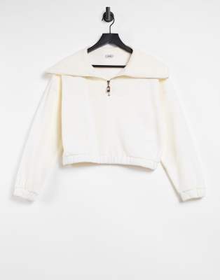 Pimkie - Beige sweatshirt med halv lynlås